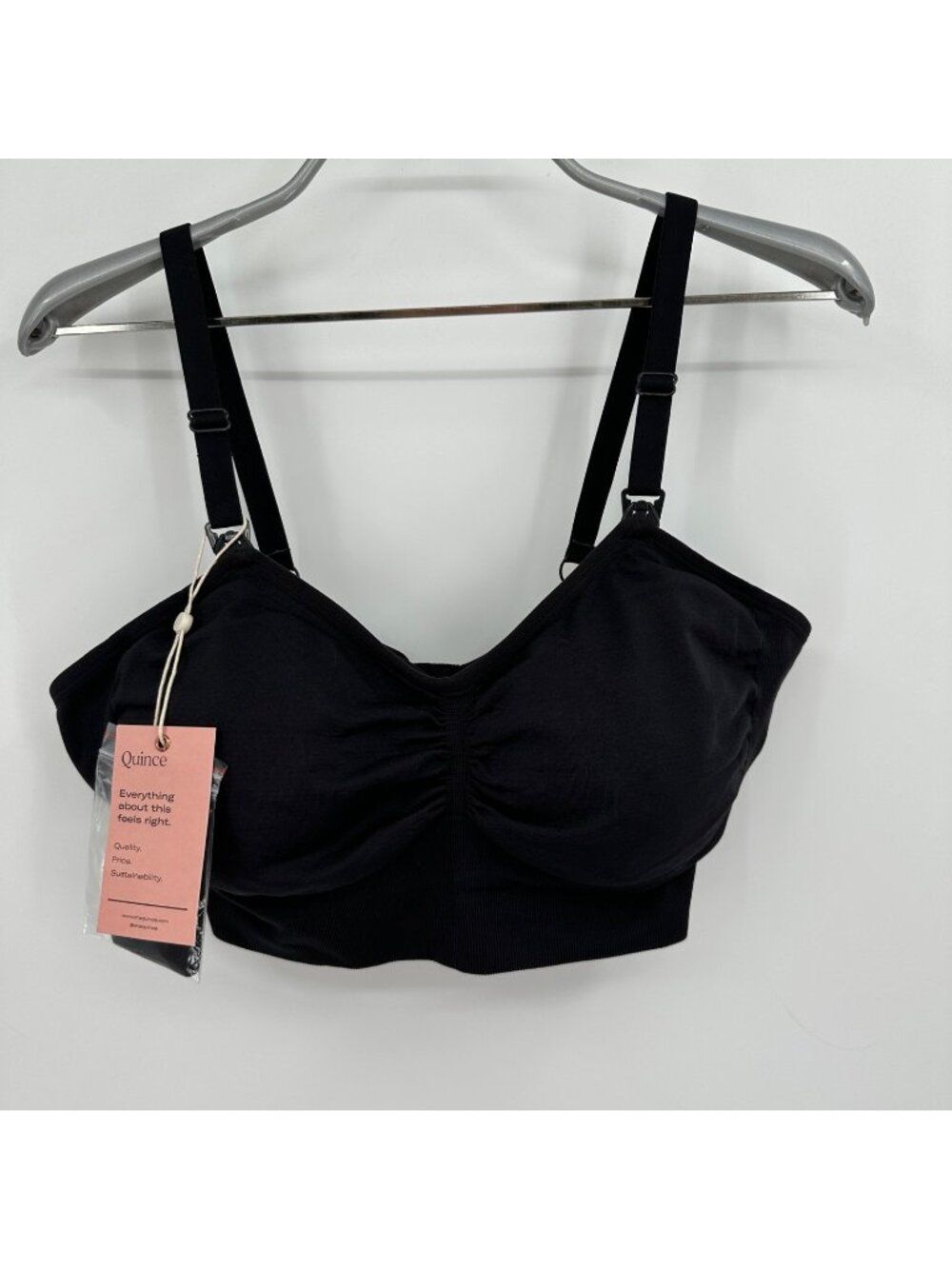 Quince Seamless Hands Free Pumping and Nursing Bra - Black - XS - NWT